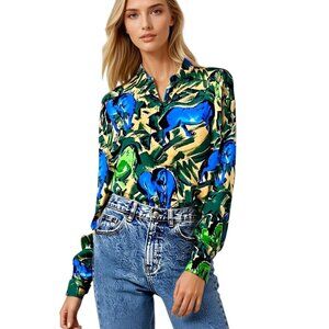 ESCADA Margaretha Ley Vintage Silk Shirt Wild Horses Print Size 36